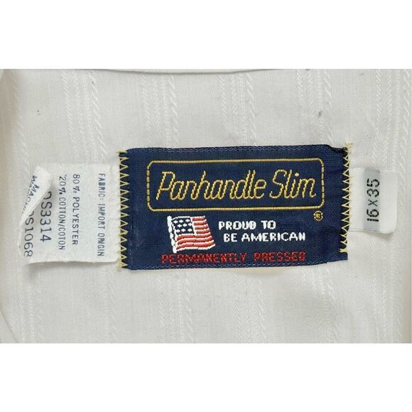 Vintage Panhandle Off White Slim Snap Western Shirt Made in USA Men's 16x34 - Picture 5 of 9